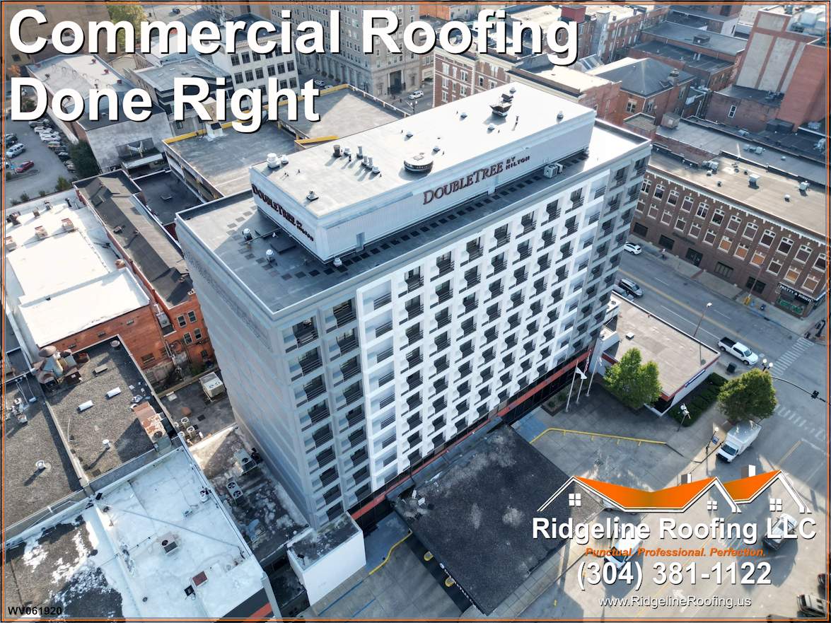 Commercial flat roof project at the DoubleTree Hilton